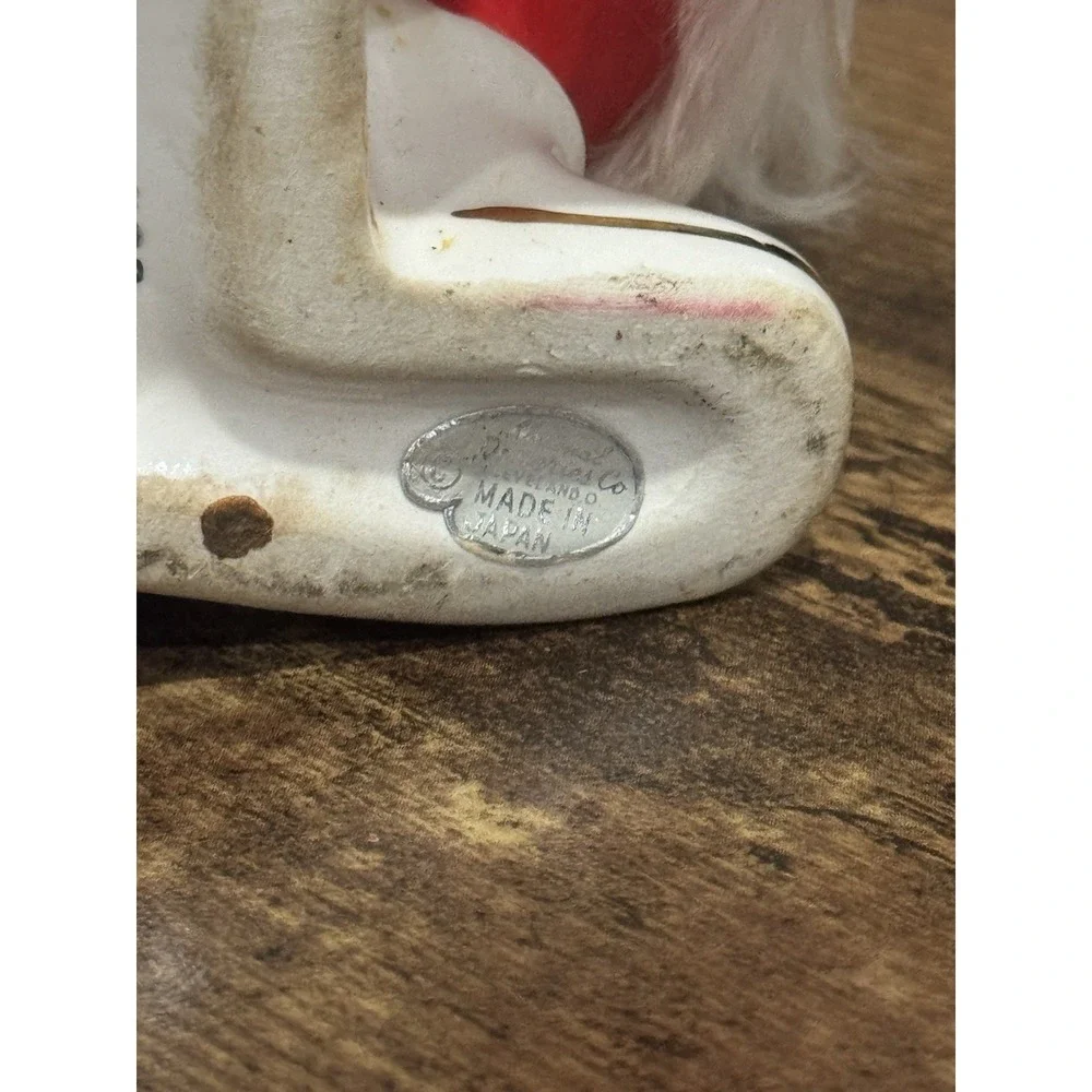 Santa Ceramic Bank 1959 Napco Bedford Ohio Vintage Made Japan Faux Fur Accent - Picture 9 of 15